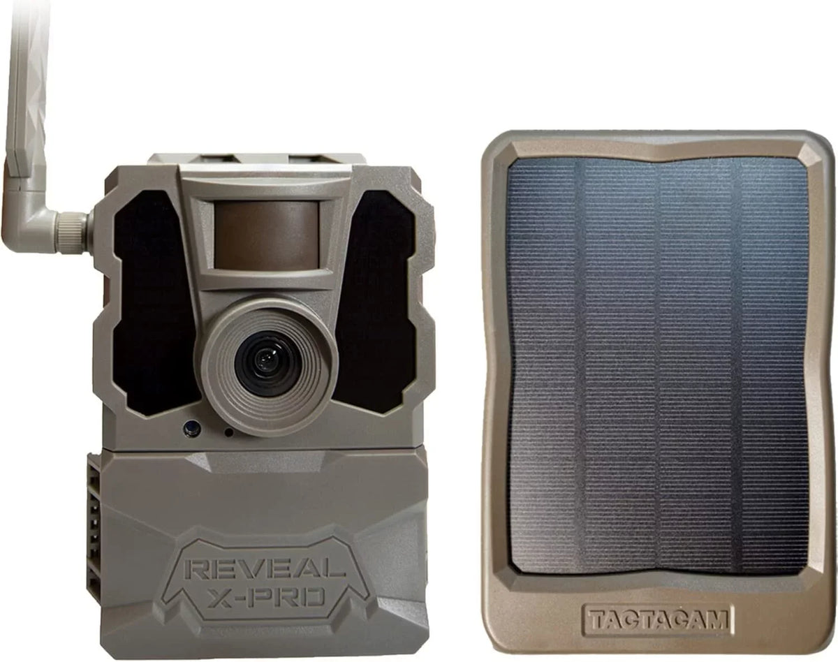 TACTACAM Reveal X PRO Cellular Trail Camera, Verizon and AT&T, NO Glow, Integrated GPS Tracking, Built in LCD Display HD Photo and HD Video X-PRO + Solar Panel