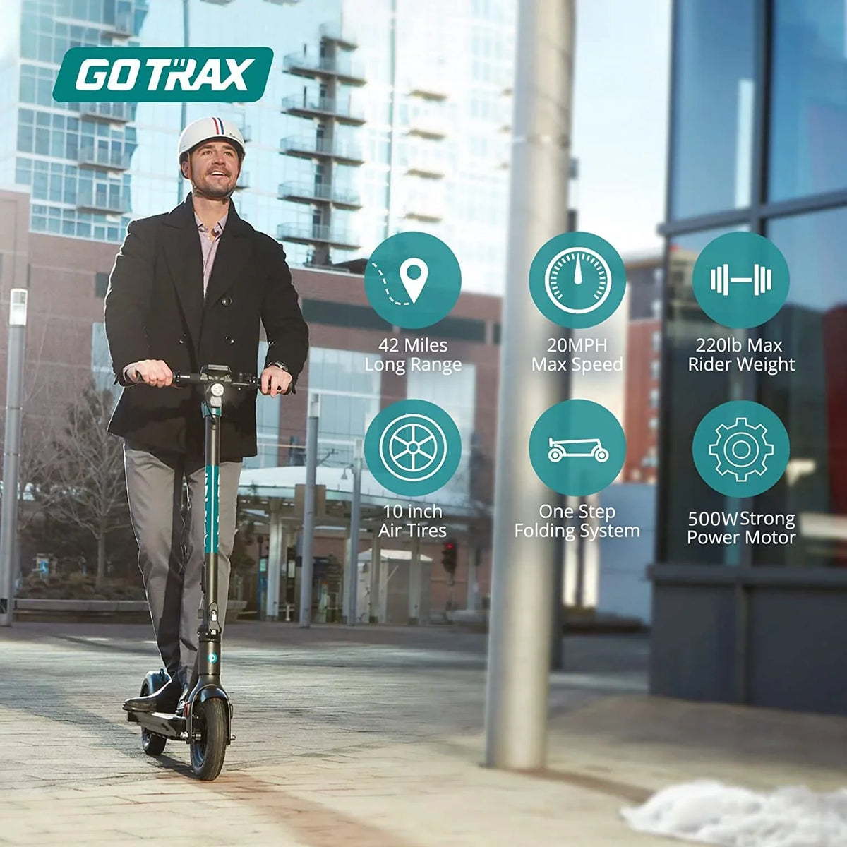 GOTRAX GMAX Electric Scooter for Adults, 10" Honeycamb Tire, Max 42 mile & 20 mph by 500W Motor, Folding Electric Scooter for Commute