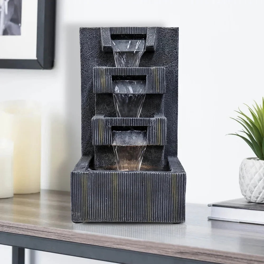 LED Tabletop Fluid Fountain - Grey - Soothing Sounds & LED Ambiance