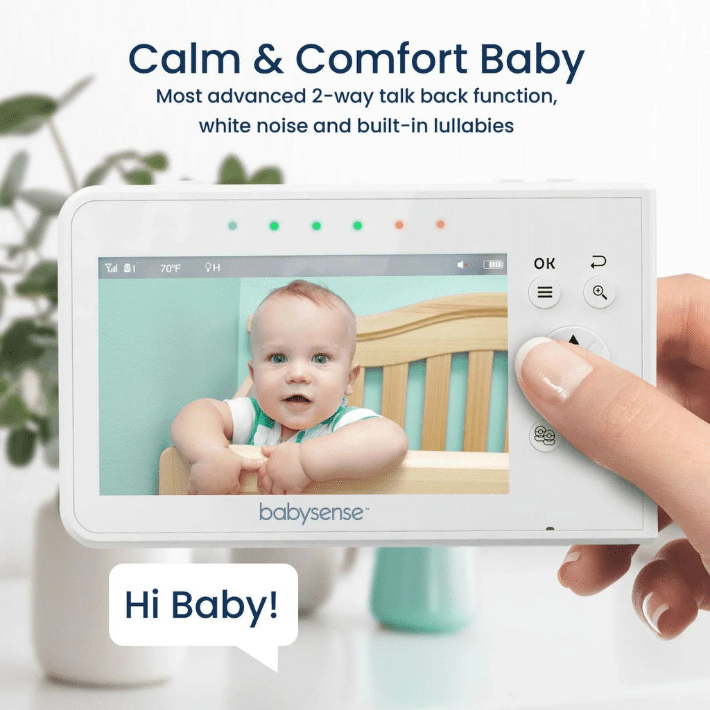 Babysense Split Monitor Video Baby Monitor, 4.3" Display with 2 PTZ Cameras, Long Range, Night Light & Vision, Two-Way Talk, V43