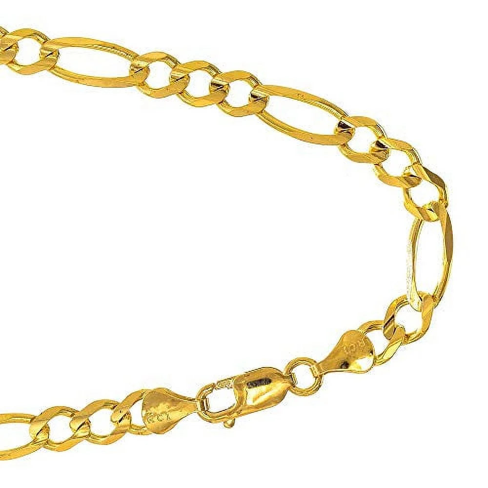10k Solid Yellow Gold 6.65 mm Figaro Chain Bracelet Lobster Claw Clasp- 8.5 Inches, 9.6gr.