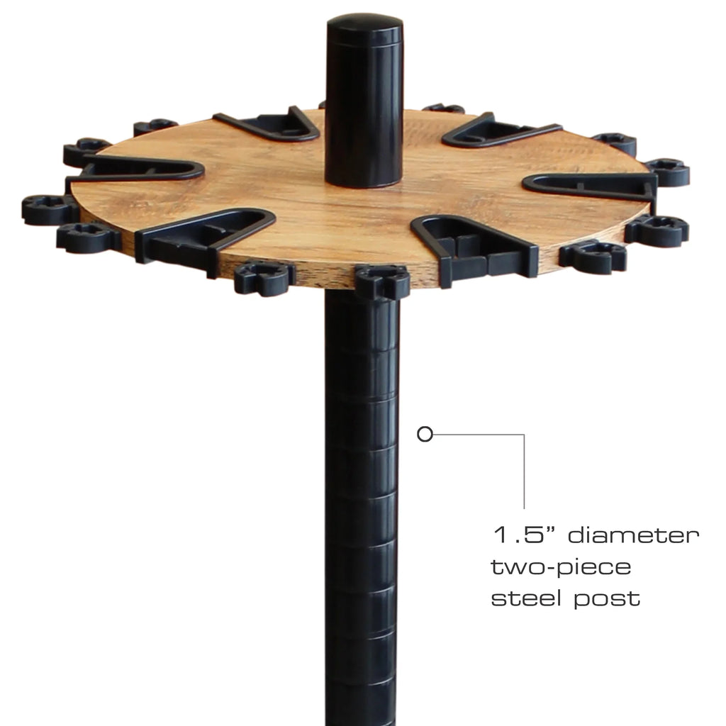 Rush Creek Creations 24 Round Fishing Rod/Pole Storage Floor Rack American Cherry Finish - Features Free 6" Extension Post - No Tool Assembly