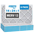 Aerostar 14x24x1 MERV 13, Pleated Air Filter, 14x24x1, Box of 6, Made in the USA