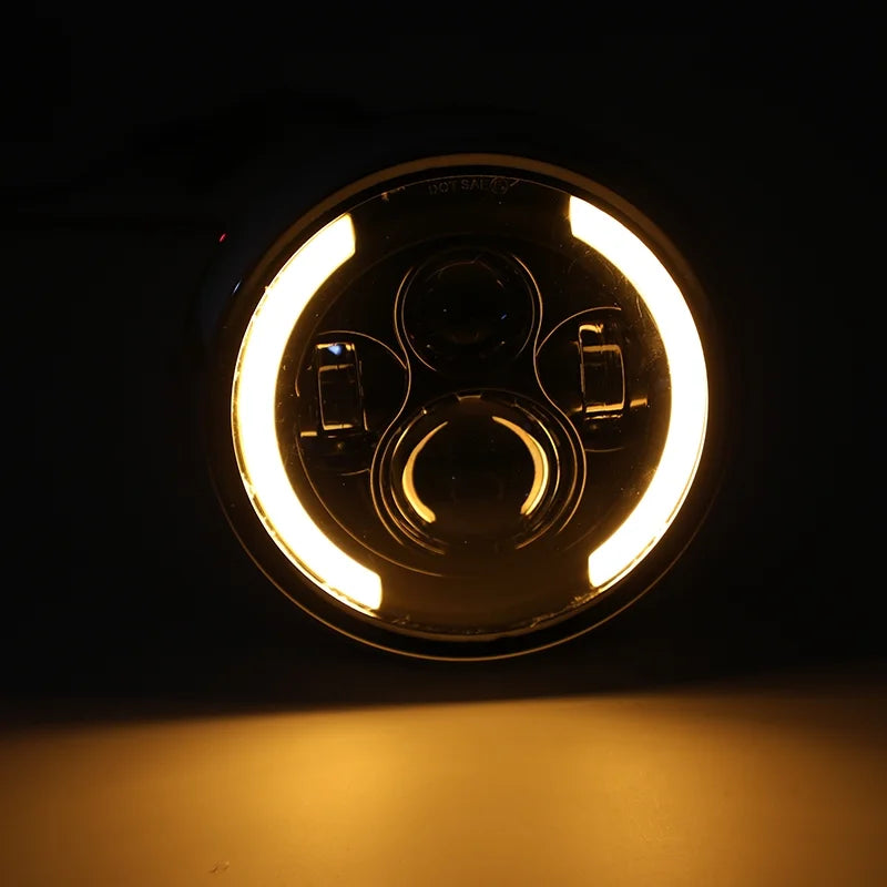 7 Inch LED Headlight for Motorcycle Dyna Cafe Racer Bobber Hi/Lo Fog Driving DRL