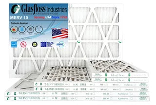 Glasfloss 15x25x1 - MERV 10 -Qty:12 - Furnace Air Filter - Made in USA (Actual Size: 14.5 x 24.5x7/8 inch)