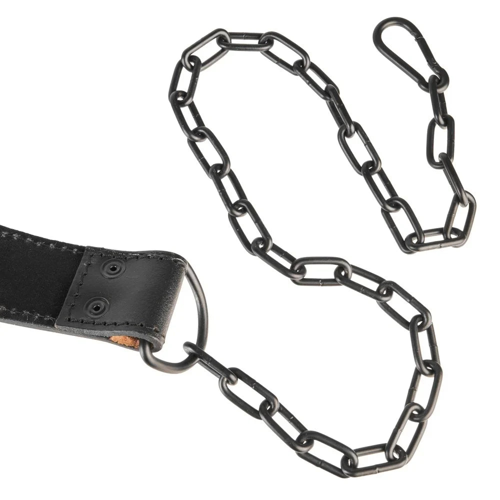 Victor Fitness VFLDB 100% Top-Grain Leather 7mm Thick Dip Belt with Heavy-Duty Steel Chain for Men and Women made with Vegetable Tanned Leather