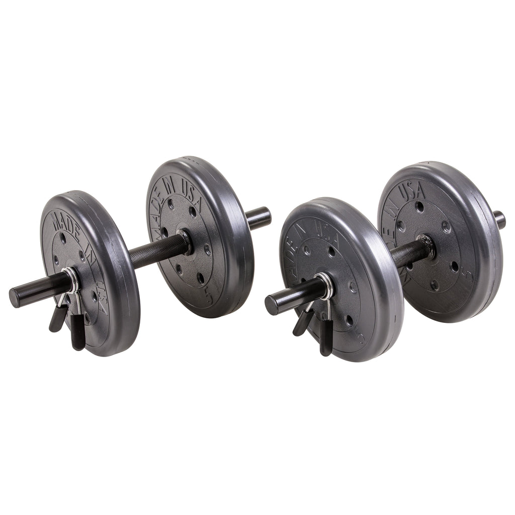105 lb Barbell and Dumbell Weight Set Featuring Two 20 lb., Four 10 lb. and Four 5 lb. Weights, Two Dumbbell Bars & Full 6-foot Length Bar
