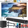 QN65Q70RAFXZA 65 inch Q70 QLED Smart 4K UHD TV 2019 Model Bundle with 60W Soundbar with Subwoofer, 2x HDMI Cable, 6-Outlet Surge Adapter, Flat Wall Mount Kit and Monitor Cleaner