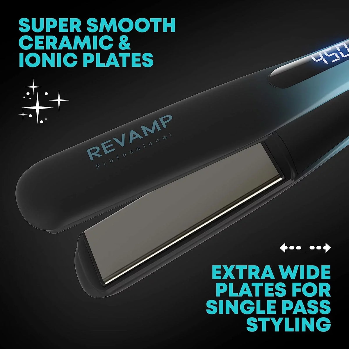 Revamp Progloss Wide Ultra X Shine 1.5-Inch Flat Iron Hair Straightener – Ceramic Hair Straightener with Keratin, Argan & Coconut Oil Pre-owned Ceramic & Ionic Plates, Ideal for Long, Thick, Curly Hair