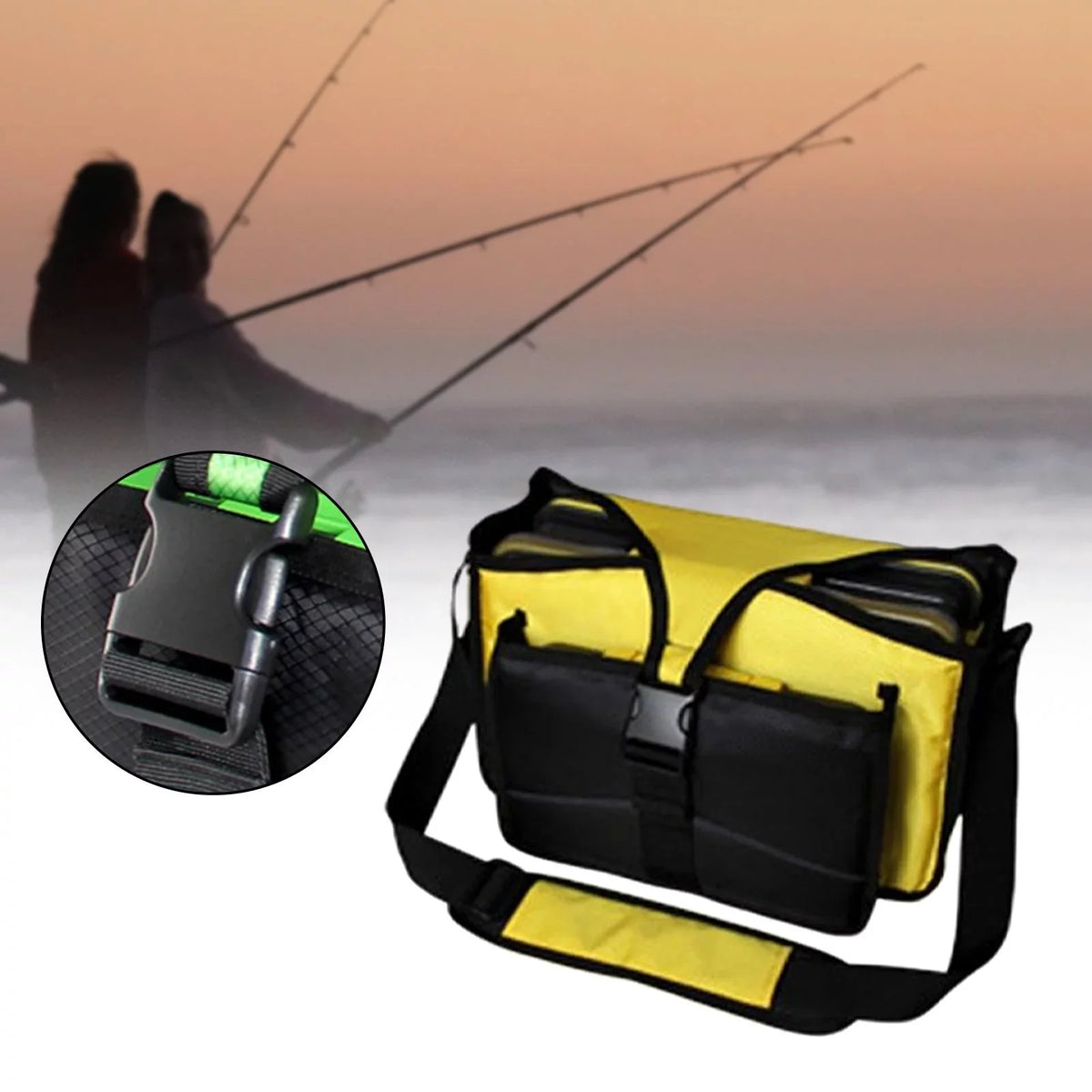 Fishing Tackle Bag Shoulder Bag Fishing Bag Gift for Men Storage Bag Portable Tackle Box Organizer fishing lures Bag for Sea Fishing Yellow