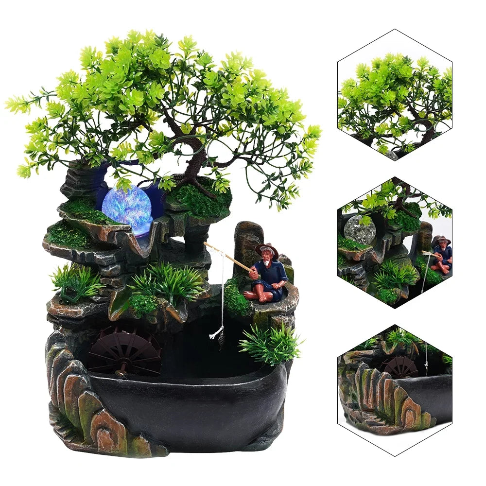 Miumaeov Ornament Rockery Fountain Fluid Fengshui Desktop Zen Decor