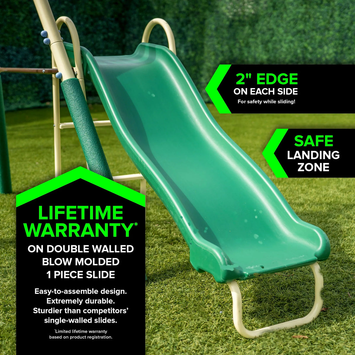 Sportspower Super Saucer Metal Swing Set with Padded Saucer Swing, Lifetime Warranty on Blow Molded Slide, and BONUS Anchor Kit