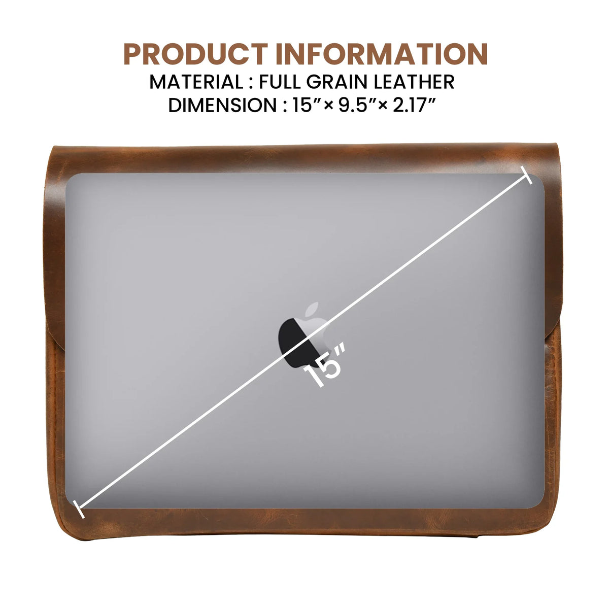 Top Grain Leather Portfolio Envelope Document File Folder MacBook Holder Sleeve Case Folio