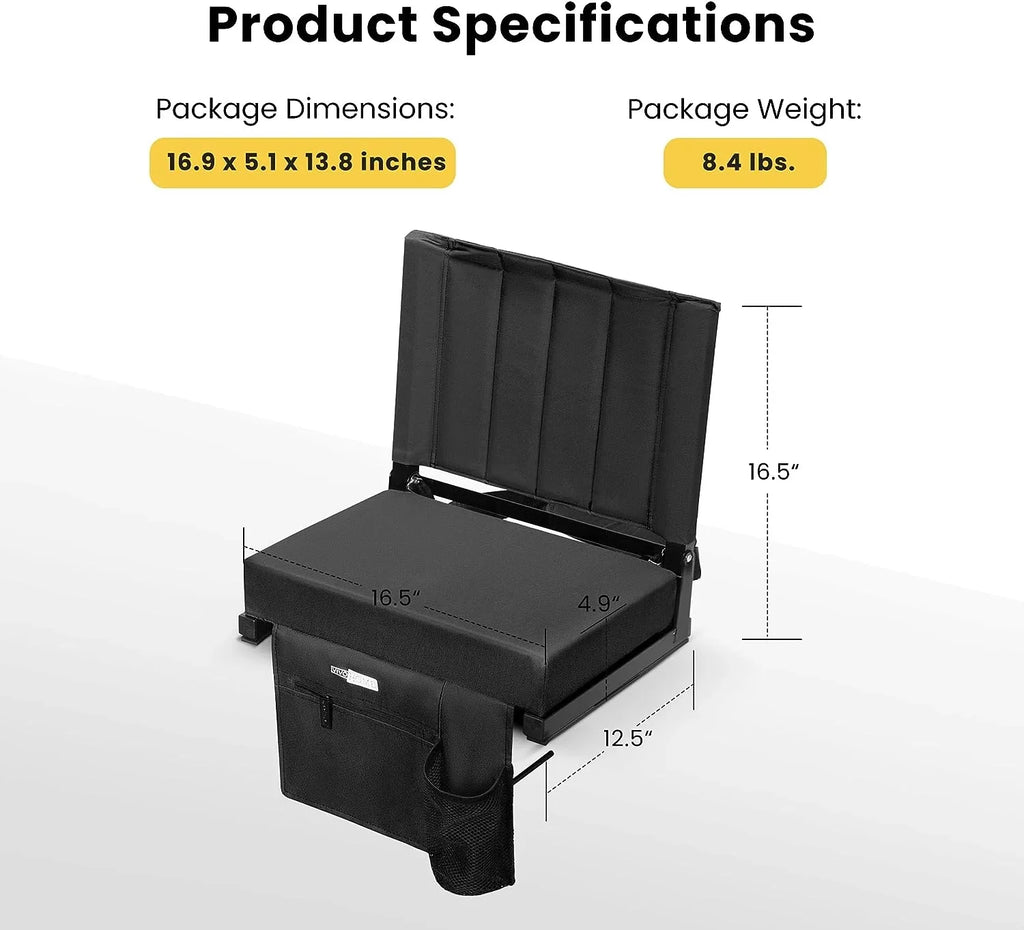 SPECSTAR Portable Stadium Seat for Bleachers with Back Support, Folding Bleacher Chair with Cup Holder and Shoulder Strap
