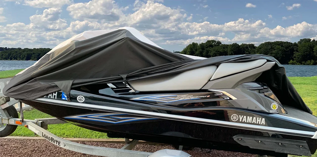 SUPER HEAVY-DUTY TOP OF THE LINE JETSKI Cover Compatible for YAMAHA JET SKI XL 700 PWC COVER 1999-2004 Black/Grey