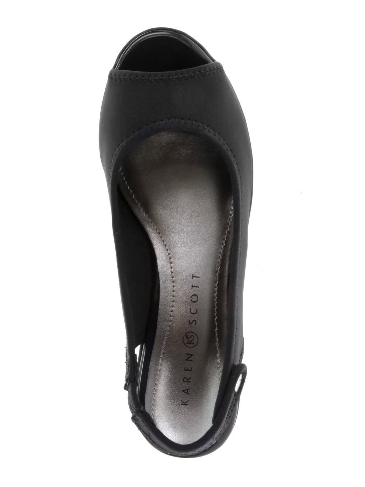KAREN SCOTT Womens Black Goring Cushioned Studded Yameen Peep Toe Wedge Slip On Heels Shoes 10.5 M