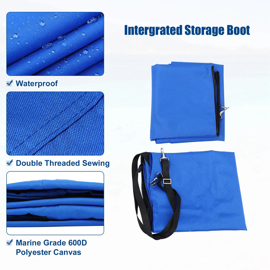 Unique Bargains 4Bow 8'Lx54"Hx67"-72"W Bimini Top Canvas With Detachable Side Blocks Blue