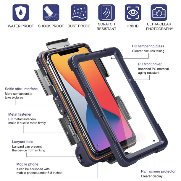 UrbanX Professional [15m/50ft] Swimming Diving Surfing Snorkeling Photo Video Fluid Protective Case Fluid Housing for Micromax Bolt Selfie Q424 And all Phones Up to 6.9 Inch LCD with Lanyard