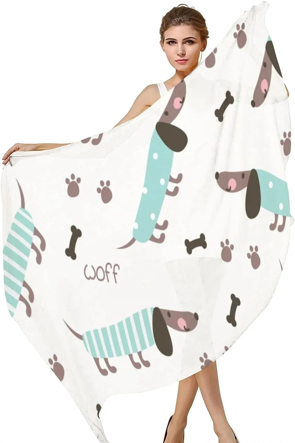 Hyjoy Dachshunds And Bones Long Silk Neck Scarf Lightweight Shawl Wrap Scarves for Women Girls