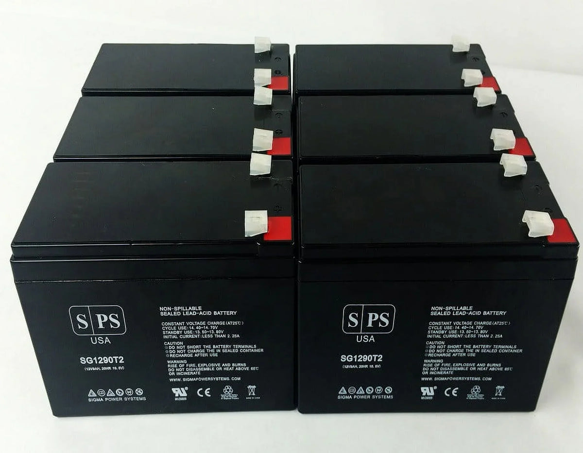 SPS Brand 12V 9Ah Replacement Battery (SG1290T2) for Merida PC 500 (Terminal T2) (6 Pack)
