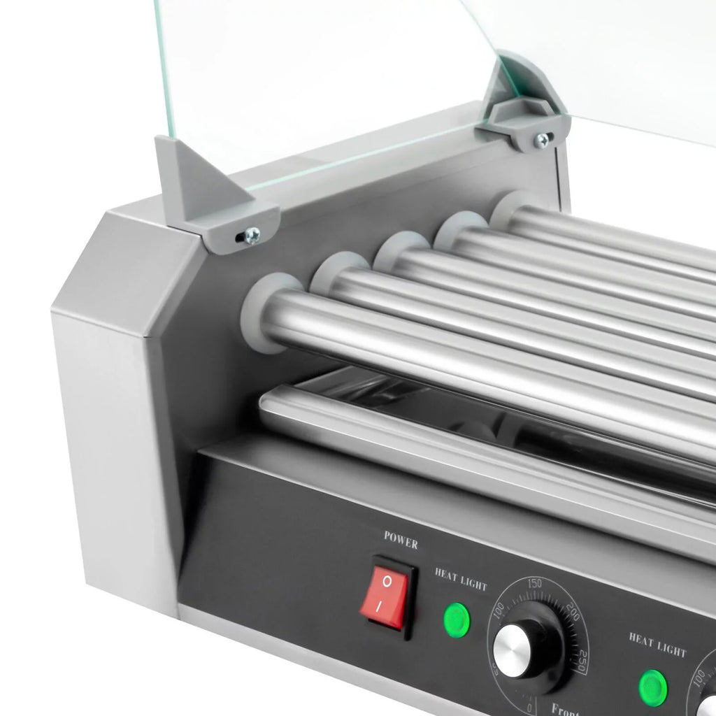 DENEST 110V Sausage Grilling Machine Set 12-Hot Dog Holds 0-250℃ W/5 Stainless Rollers