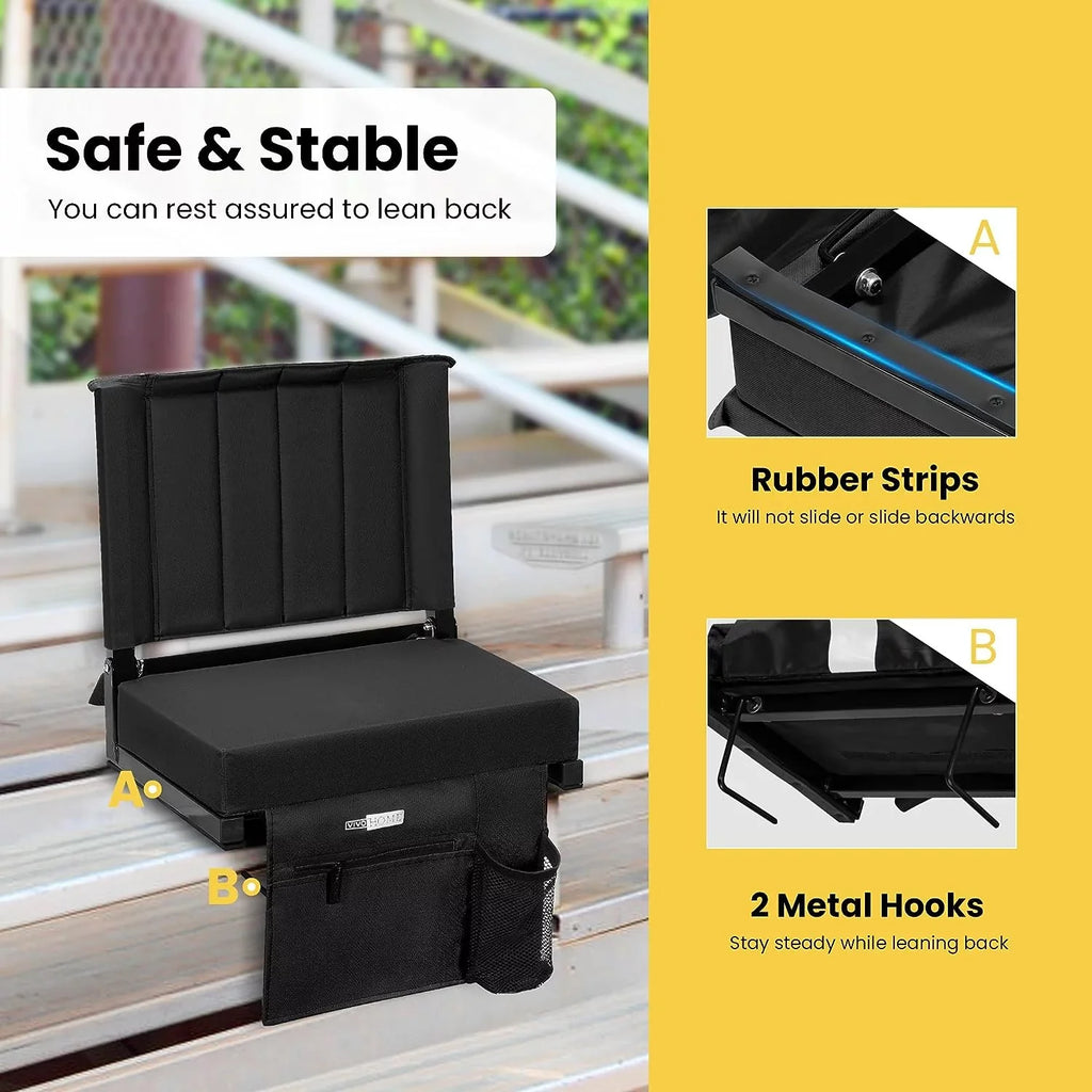 SPECSTAR Portable Stadium Seat for Bleachers with Back Support, Folding Bleacher Chair with Cup Holder and Shoulder Strap