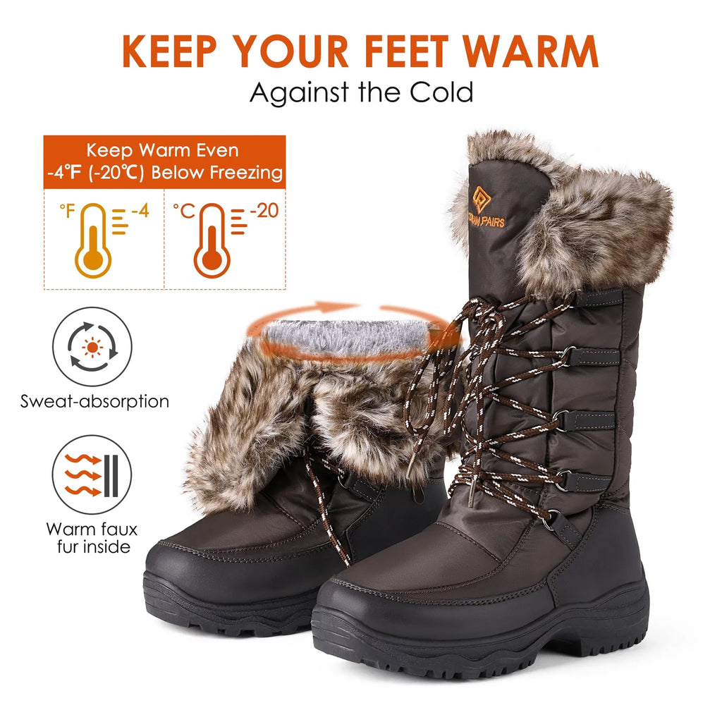 DREAM PAIRS Women's Winter Fluid Warm Faux Mid Calf Snow Boots Outdoor Hiking Boots