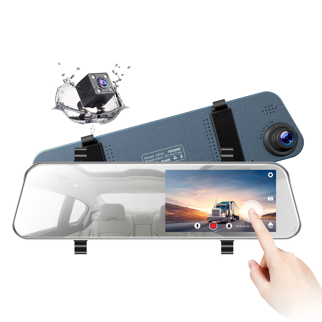 TOGUARD Mirror Dash Cam for Cars, 1080P HD Rear View Mirror Camera, 5'' IPS Full Touch Display Front and Rear Dual Dash Camera with G-Sensor, Parking Monitor, Loop Recording, Parking Assistant