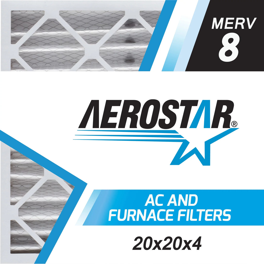Aerostar 20x20x4 MERV 8, Pleated Air Filter, 20 x 20 x 4, Box of 3, Made in the USA