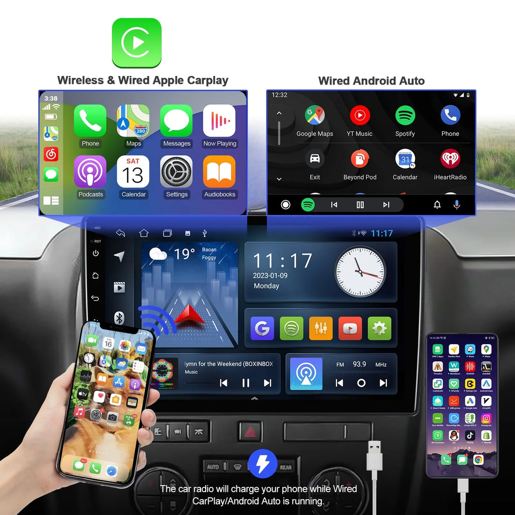 2+32G Aumume 10.1 inches Android 10 Double Din Car Stereo for Chevrolet/GMC/Buick IPS Monitor Monitor Car Radio with Carplay & Android Auto Support Backup Camera GPS Navi FM BT