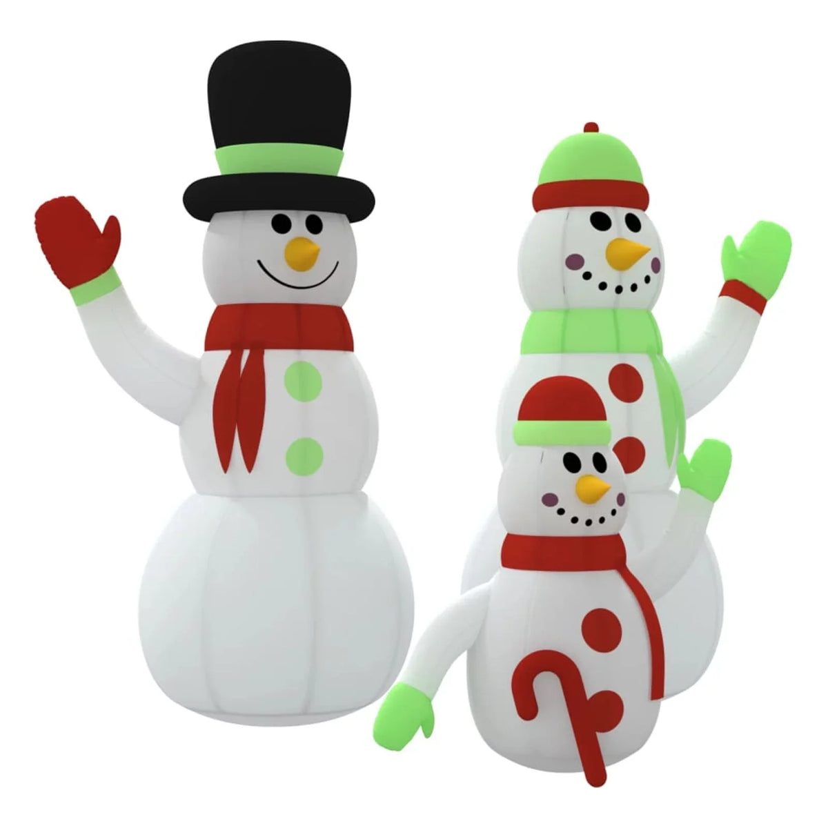 Aibecy Inflatable Snowman Family with LEDs 12 ft