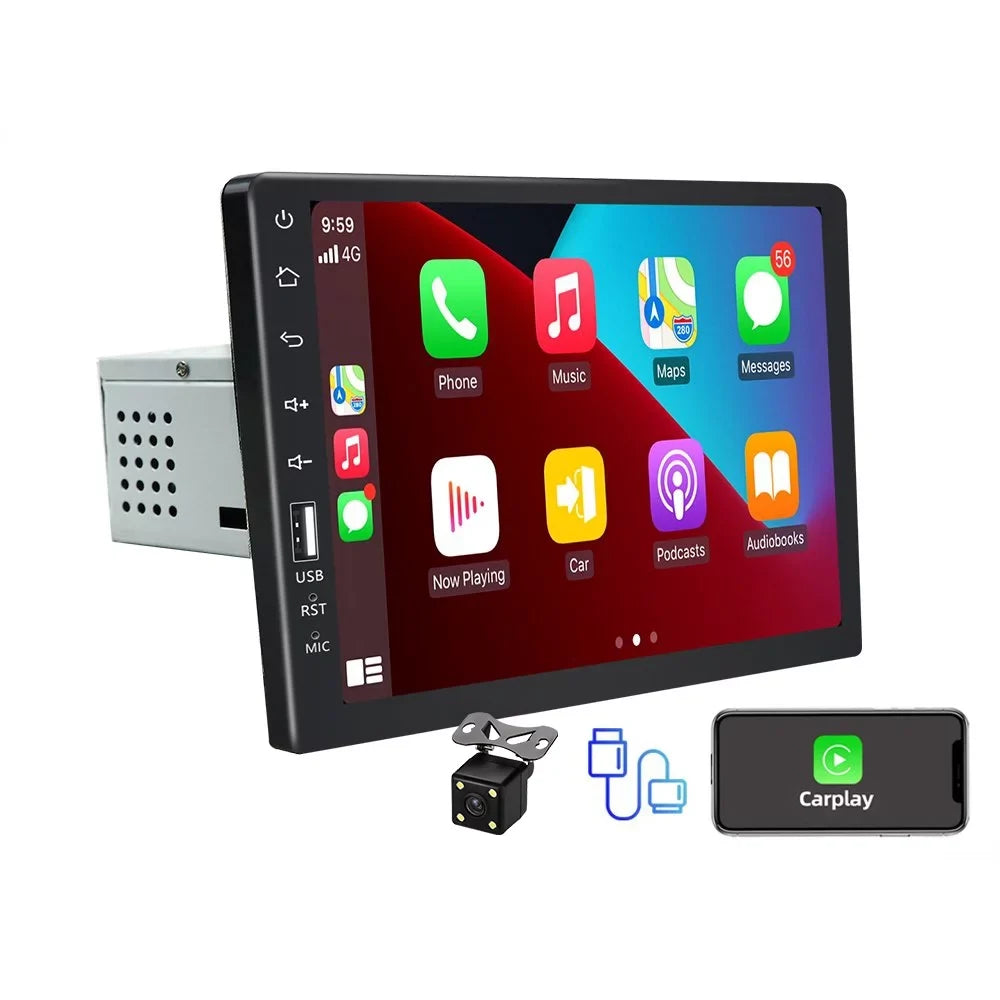 JMANCE MP5 Carplay Android Auto Car Audio GPS 9" Single Din FM Radio with Camera