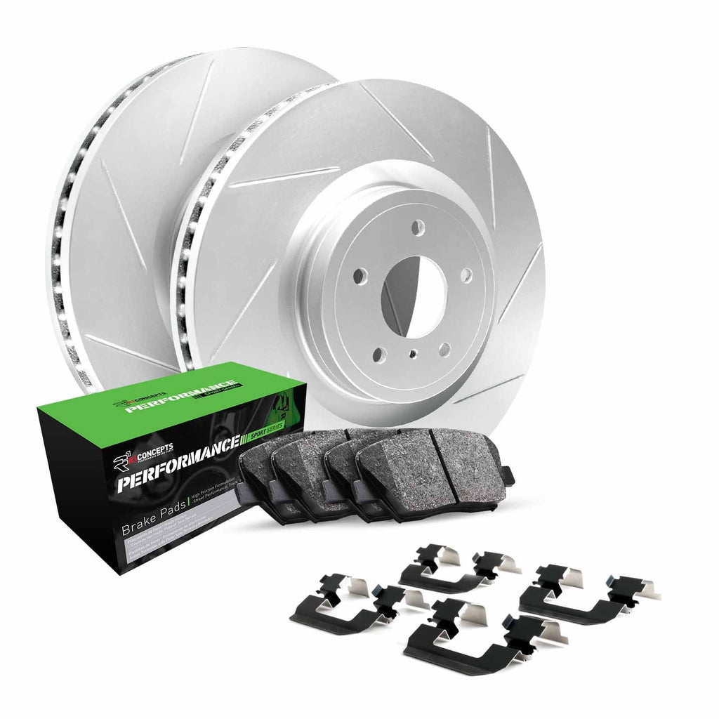 R1 Concepts Front Brakes and Rotors Kit |Front Brake Pads| Brake Rotors and Pads| Functionality Sport Brake Pads and Rotors| Hardware Kit|fits 2007-2015 INFINITI G35, G37, Q60