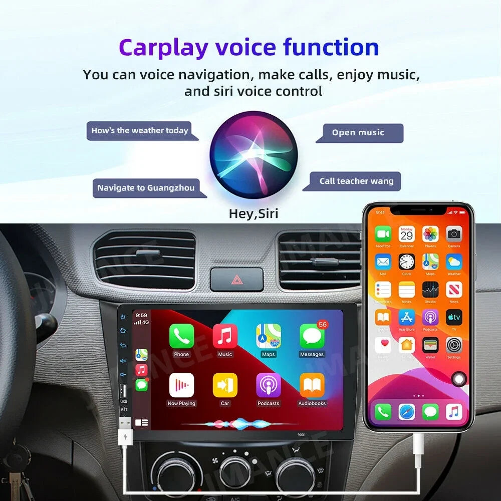 JMANCE MP5 Carplay Android Auto Car Audio GPS 9" Single Din FM Radio with Camera