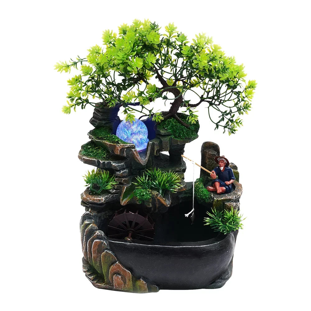 Miumaeov Ornament Rockery Fountain Fluid Fengshui Desktop Zen Decor