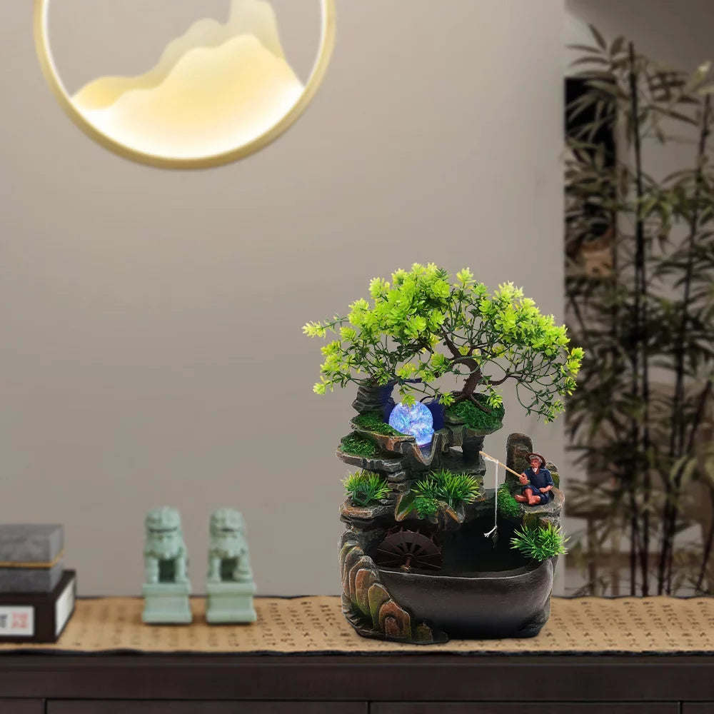Miumaeov Ornament Rockery Fountain Fluid Fengshui Desktop Zen Decor