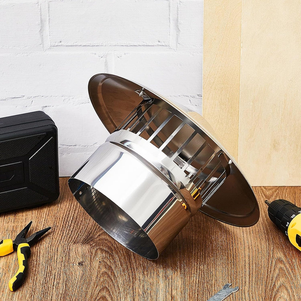 6 Inch Cone Top Chimney Cap Stainless Steel Cone Cap with Display Chimney Cover Outside Roof Silver Fireplace Monitor Cover Exterior Stove Tube Topper for Vent Flue Family Kitchen Cooking