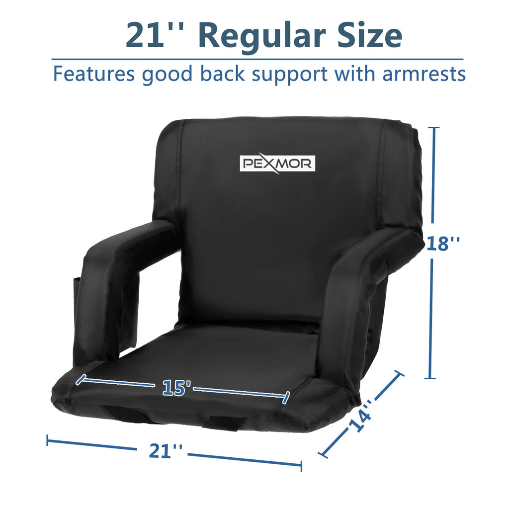 PEXMOR 2-Pack Stadium Seat for Bleachers with Back Support & Carrying Bag, Portable Reclining Cushion, Standard 21'' Width