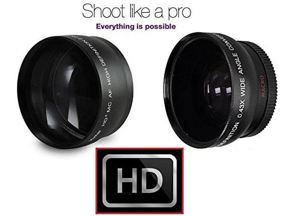 Hi-Def 2-Pc Lens Kit Telephoto & Wide Angle Lens Set For Lumix DMC-G7H (58mm Size Compatible)