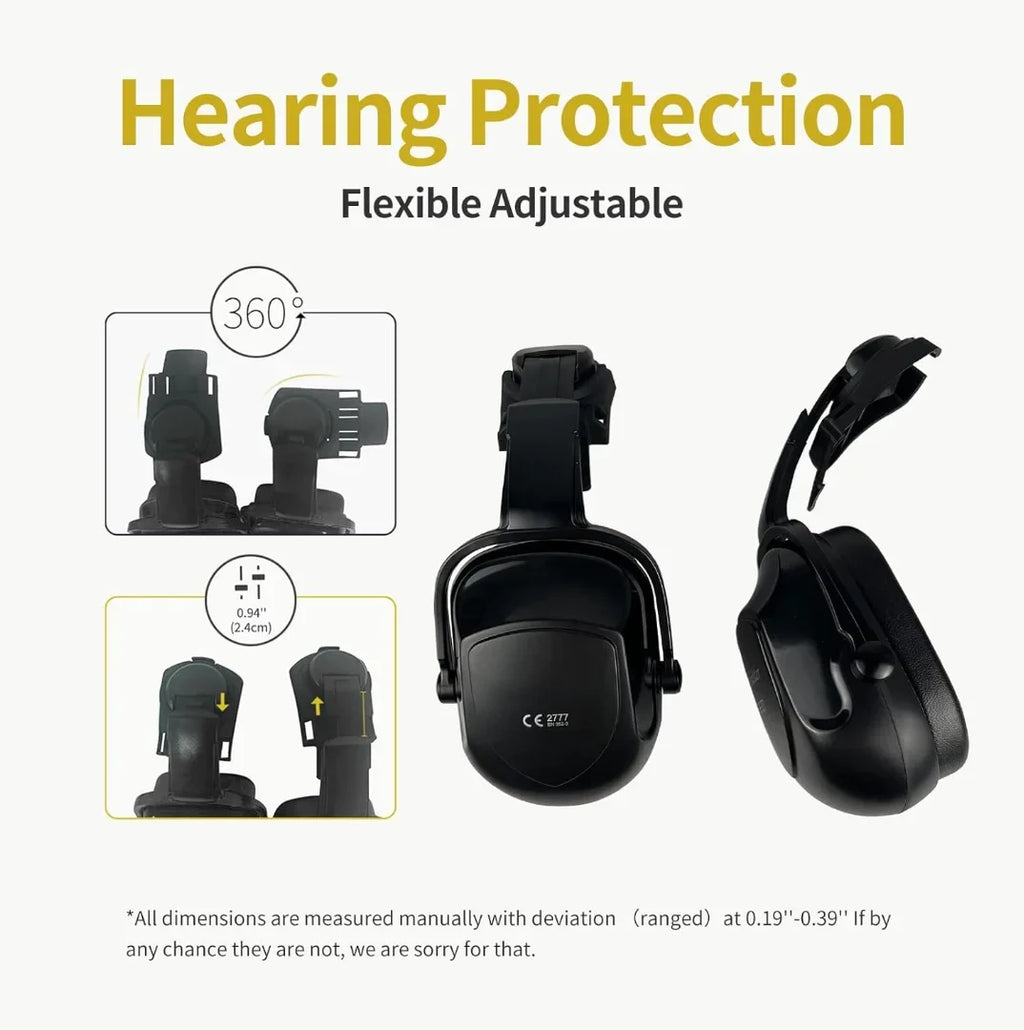 Industrial Safety Helmet with Visor Ear Muffs Hard Hat with Visor Vented OSHA Approved Hardhats Construction Work Head Protection Certified ANSI/ISEA Z89.1(Black)