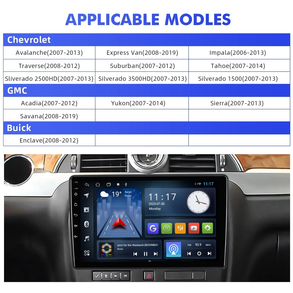 2+32G Aumume 10.1 inches Android 10 Double Din Car Stereo for Chevrolet/GMC/Buick IPS Monitor Monitor Car Radio with Carplay & Android Auto Support Backup Camera GPS Navi FM BT