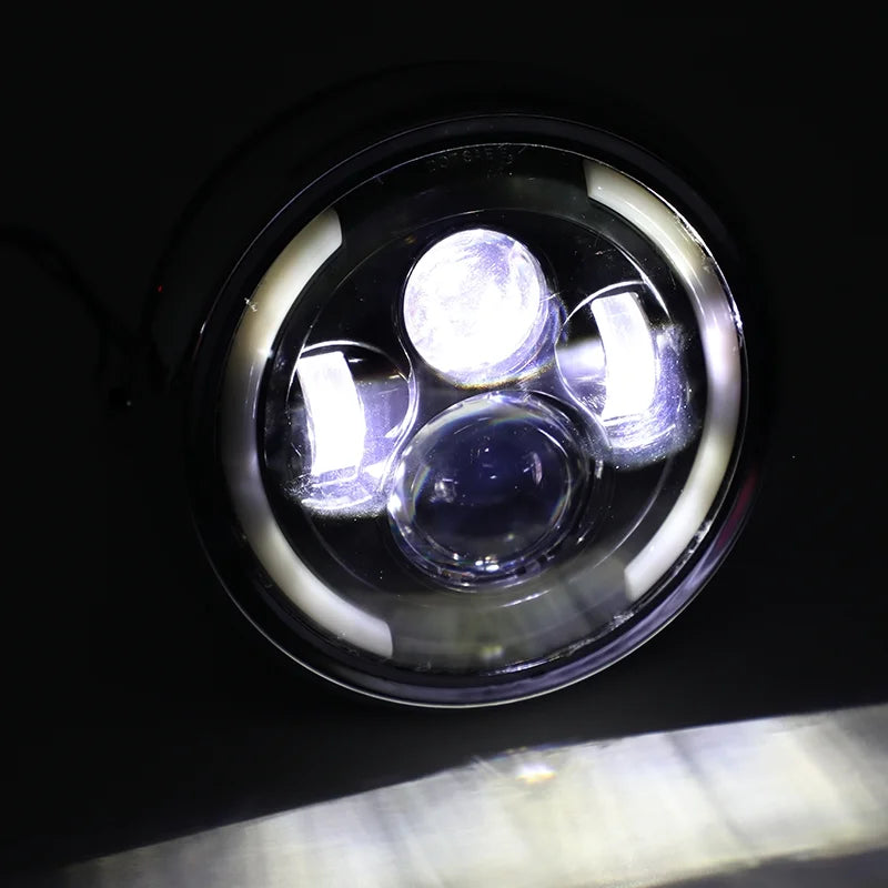 7 Inch LED Headlight for Motorcycle Dyna Cafe Racer Bobber Hi/Lo Fog Driving DRL