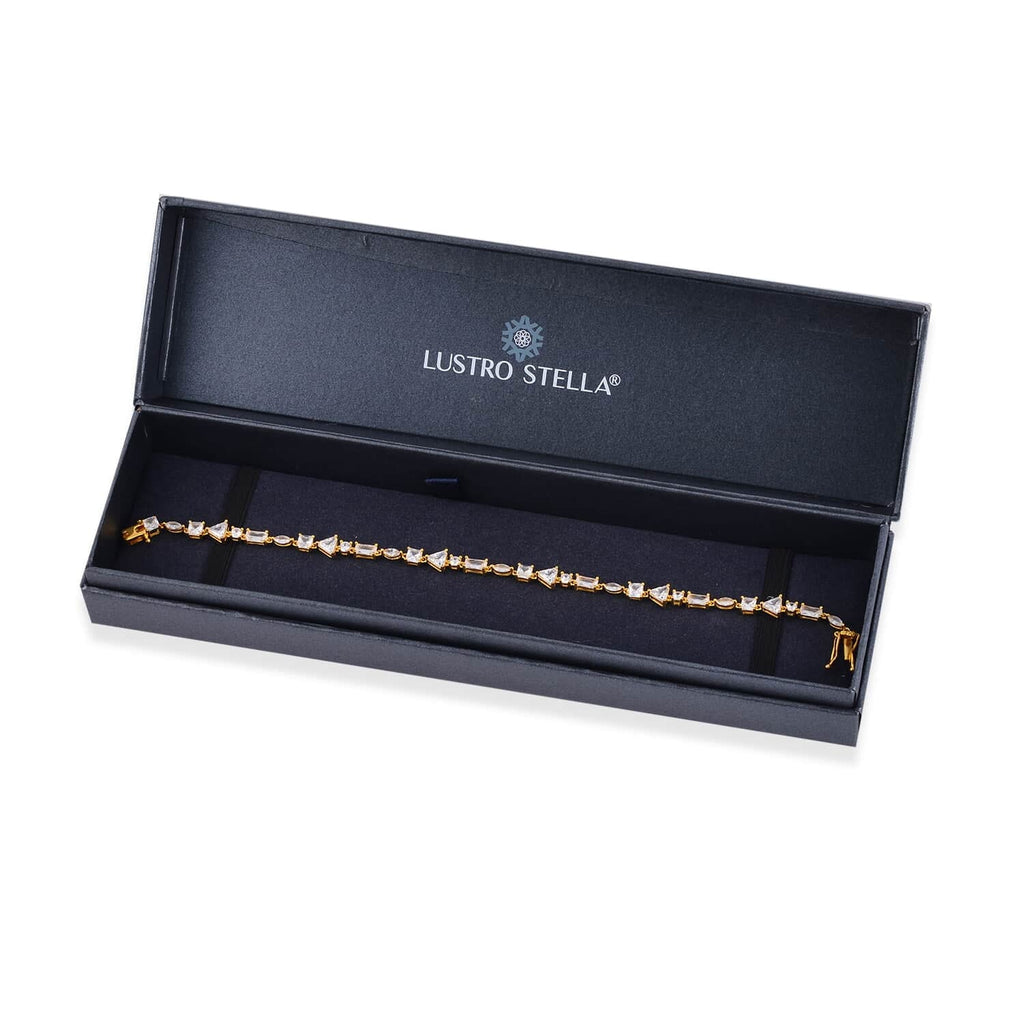 Shop LC Lustro Stella Cubic Zirconia CZ Marquise 925 Sterling Silver Vermeil Yellow Gold Plated Bracelet for Women Jewelry Size 8" Ct 10.66 Birthday Mothers Day Gifts for Mom