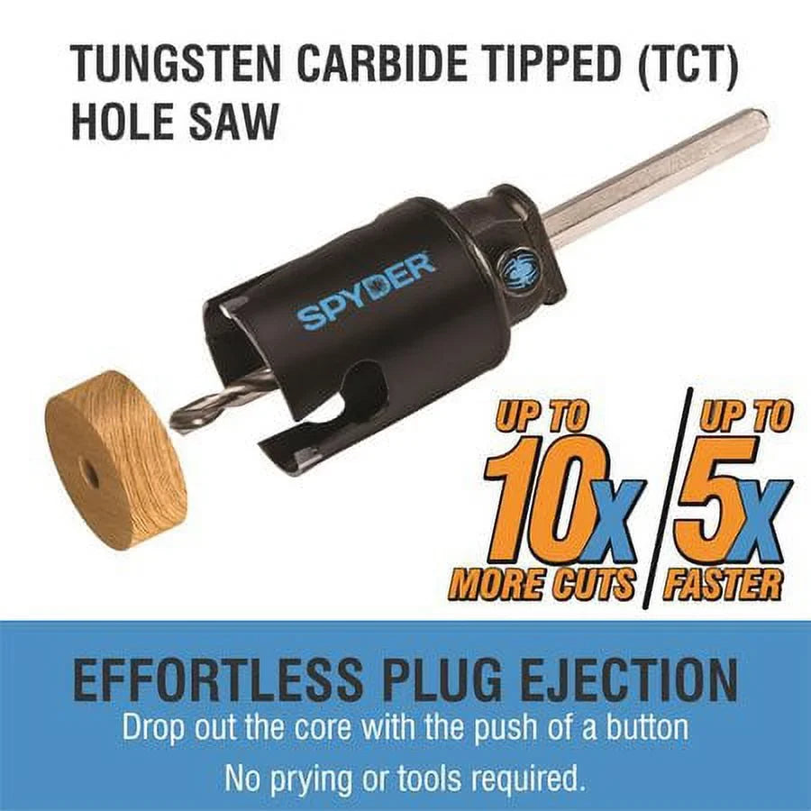 Spyder 600034H 3 in. Rapid Core Eject Tungsten Carbide Tipped Hole Saw, Black