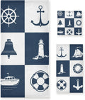 GZHJMY Bath Towel Sets for Bathroom Hand Towels Fingertip Towels Sailing Vessel Anchor Lighthouse Checked 3 Piece Decorative Soft Cotton Absorbent
