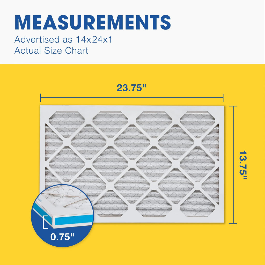 Aerostar 14x24x1 MERV 13, Pleated Air Filter, 14x24x1, Box of 6, Made in the USA