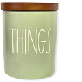 Rae Dunn By Magenta THINGS LL Font Canister Small Round Container Light Green