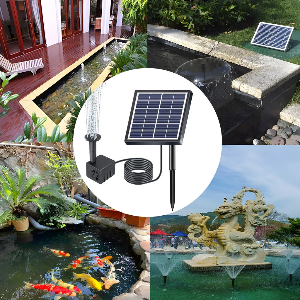Fountain,And Stakes Solar Rate Submersible Fluid With 8 Nozzles Pump With 8 Powered Pond Pump 160l/h Rate Nozzles 9.84ft Fluid Pond/pool/fish Stakes Solar Powered 1.5w Pond Pond Dsfen