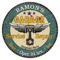 RAMON'S Garage 14" Round Metal Sign Man Cave Home Wall Decor 100140027218