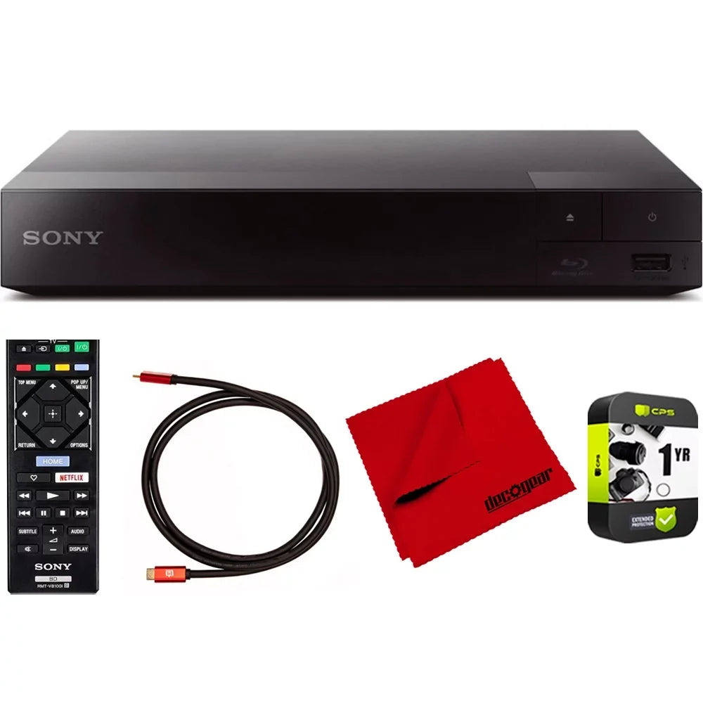 BDP-S3700 Streaming Blu-ray Disc Player with Wi-Fi and Dolby TrueHD Audio Bundle With Deco Gear 6 ft High Speed HDMI 2.0 Cable and Microfiber TV Display Cloth